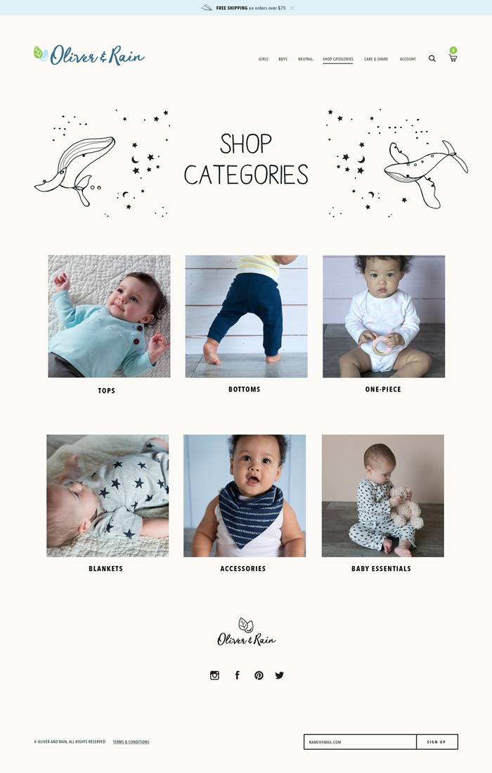 Oliver & Rain categories page